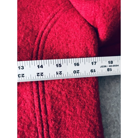 Vintage The Eagles Eye Size 10 Boiled Wool Red Cardigan Sweater Silver Buttons - Picture 13 of 14